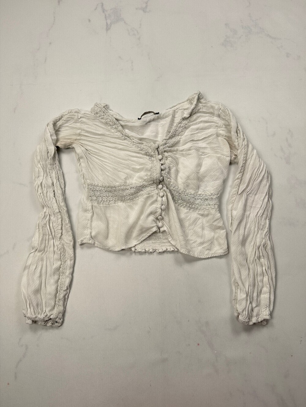 Abercrombie & Fitch Blouse White 90s VTG Statement Style - Womens M